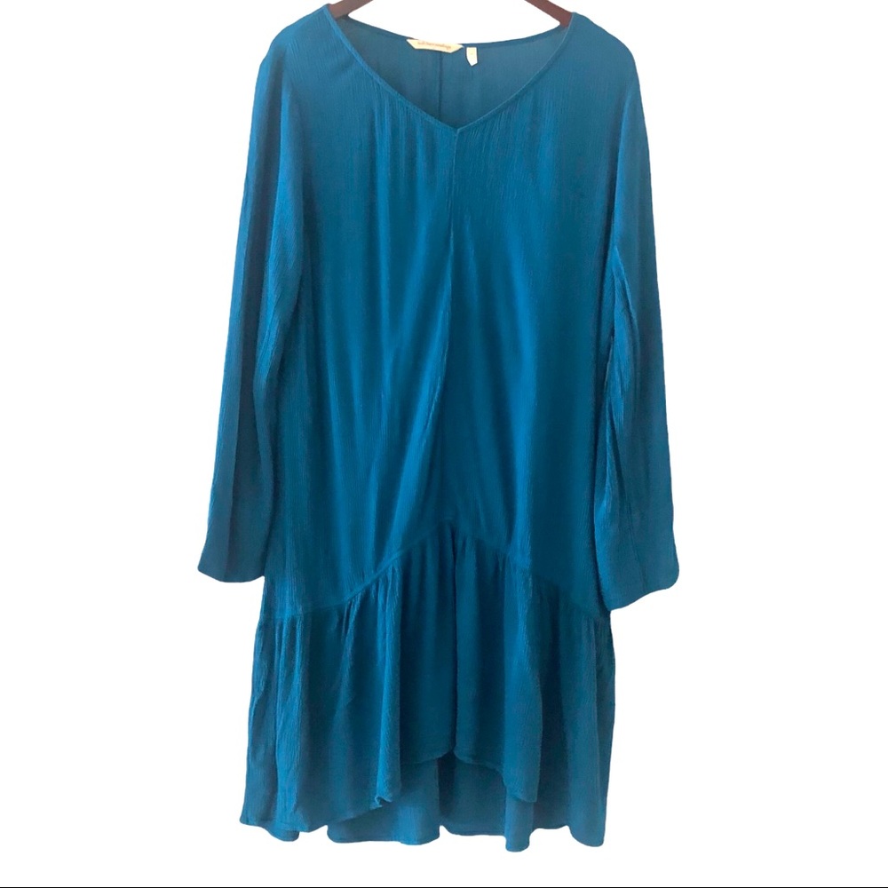 Soft Surroundings Aqua Blue Flounce Hem Dress Size M